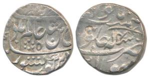 Nawab Faiz Muhammad Khan, Silver Rupee, 1.23g, in the name of Shah Alam II, a Sword horizo