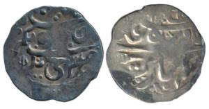 Girvan Yuddha (1806-1813 AD), Silver Timasha, 2.24g, Srinagar Mint, in the name of Muhamma