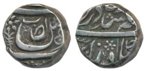 Ibrahim Ali Khan (AH 1288-1326, 1871-1908 AD), Silver Rupee, 10.88g, flower next to Swad (