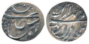 Karam Singh (1813-1845 AD), Silver Rupee, 11.03g, branch at left (KM 30.1). Very Fine, Sca