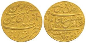 Murshidabad Mint, Gold Mohur, 12.37g, in the name of Shah Alam II, AH 1202/19, 1793-1818 A