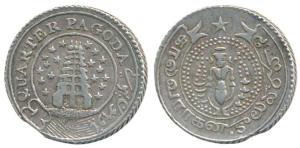 1/4 Pagoda, 10.38g, Standing Vishnu type, 2nd issue, no date, 1808-1815 issue with 9 stars
