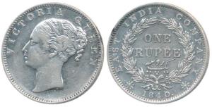 Victoria Queen, Silver Rupee, 1840, Madras Mint, continuous legend, English Head with modi