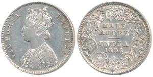Victoria Empress, Silver ½ Rupee, 1896, Calcutta Mint, A / I / C incuse. Very Fine+.