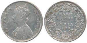Victoria Empress, Silver ½ Rupee, 1898, Calcutta Mint, A / I / C incuse. Very Fine+, Rare.