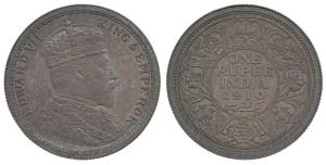 Edward VII, Original Silver Pattern Rupee, 1910, Calcutta Mint, crowned and robed bust on 