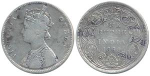 Victoria Queen, Silver Rupee, 1862, A / II / 1 / 10 with top dot above N of ONE. Fine+, Ve