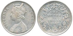 Victoria Queen, Silver Rupee, 1862, A / II / 0 / 12 without any micro dots. Very Fine+, Ve