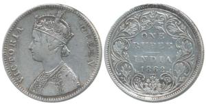 Victoria Queen, Silver Rupee, 1862, A / II / 2 / 4. Very Fine, Very Rare.