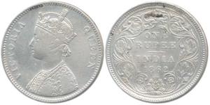 Victoria Queen, Silver Rupee, 1862, A / II / 1 / 11 with top dot above N of ONE. Very Fine