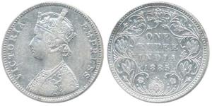 Victoria Empress, Silver Rupee, 1885, Bombay Mint, A3 / IV / B incuse. Very Fine, Rare.
