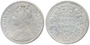 Victoria Empress, Silver Rupee, 1885, Bombay Mint, C2 / II / B raised. Very Fine, Rare.