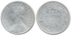 Victoria Empress, Silver Rupee, 1886, Calcutta Mint, C4 / I / C incuse. Very Fine, Unliste