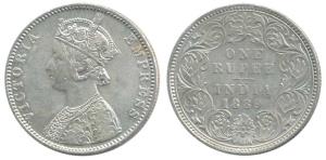 Victoria Empress, Silver Rupee, 1889, C2 / I ’B’ raised. Very Fine+.