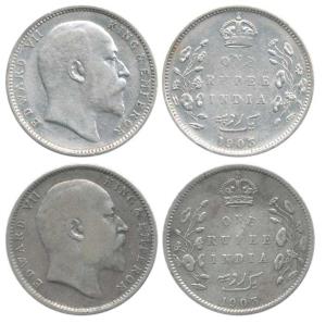 Edward VII, Silver Rupee, 1903, B raised; Urdu error with 3 dots on the left instead of th