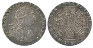 Great Britain, George III, Silver 6 Pence, 3.01g, 1787 (KM 606.2). About Uncirculated, Rar