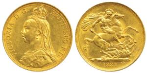 Great Britain, Victoria, Gold 2 Pounds, 16g, Jubilee head, St. George slaying a dragon on 
