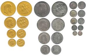 Great Britain, Gold and Silver, Edward VII, 1902, set of 13 Proof ’Long Set’, Gold 5, 2, 1