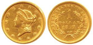 United States of America, Gold Dollar, 1.65 g, Liberty head on obv., 1852, (KM 73 Fr 84). 