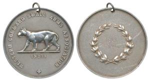 Western Command Small Arms Association Medal, Silver, 92.40 g, a tiger walking to left on 