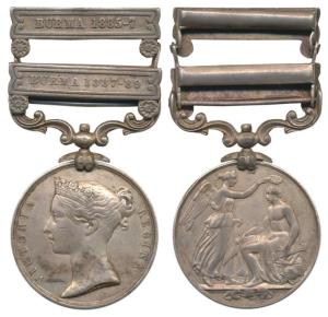 Indian General Service Medal, Silver, Queen Victoria, two bars, Burma 1885-87 and Burma 18