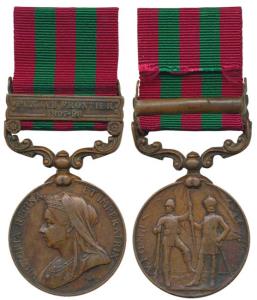 India Medal, Victoria, Bronze, Punjab Frontier 1897-98 bar, awarded to Sweeper Labha 25th 
