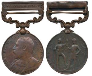 India Medal, Edward VII, Bronze, Waziristan 1901-2 bar, awarded to Cook Muhammad Husain 17