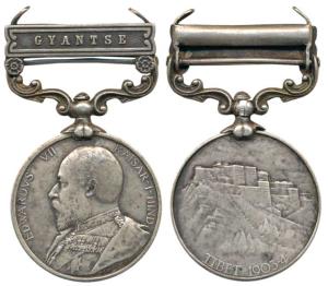 Tibet Medal, Edward VII, Silver, Gyantse bar, awarded to 161 Havaldar Nagina Singh, 7th Br