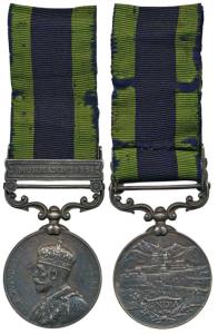 India General Service Medal, George V, Silver, Mohmand 1933 bar, awarded to Overseer Sani 