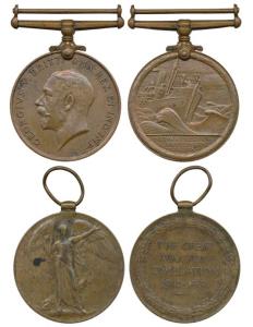 Mercantile Marine War Medal, George V, Bronze, awarded to J.R. Jarbozo; Victory Medal, Yel