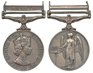 General Service Medal, Queen Elizabeth II, Silver, Malaya bar, awarded to 23658005 Private