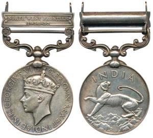 India General Service Medal, George VI, Silver, North West Frontier, 1936-37 bar, awarded 