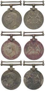Defence Medal (3), George VI, Cupro-Nickel, awarded to 2510509 L/Hav. Karta Singh, Nabha S