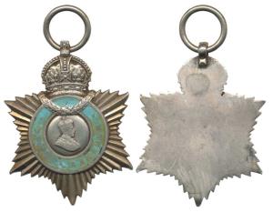 Indian Title Badge, George V, Silver, Diwan Bahadur, crowned profile of George V on obv., 