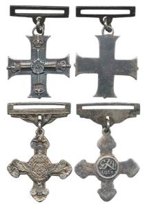 Military Cross and Distinguished Flying Cross, Miniature medals, the second with date 1913