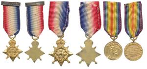 First World War 1914 Star and 1914-15 Star, Gold gilt Bronze Medal, Miniature, four pointe