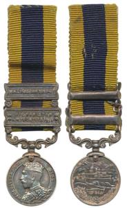 India General Service Medal, George V, Silver, Miniature, 2 bars, Afghanistan N.W. Frontie