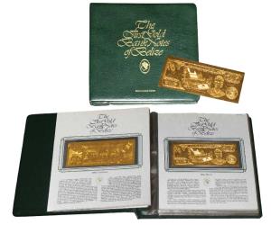 The First Gold Bank Notes of different denominations of Belize, $ 1, $ 2 (2 pcs.), $ 5 (3 
