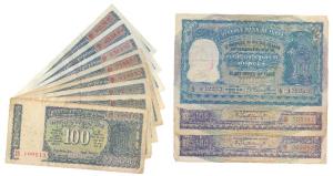 Rupees 100, many different signatures, including B. Rama Rau, 1st issue. Fine to Extremely