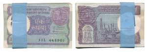 Rupee 1 bundle, 1986, signed S. Venkitaramanan, inset A, (IPM# A-49). Uncirculated. (100)