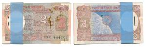 Rupees 2 bundle, signed R. N. Malhotra, inset A, satellite on rev. (IPM# B-34). Uncirculat