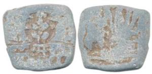 Ujjain Region, Lead cast type, 3.6g, tree in railing with taurine mark on obv., tree in ra