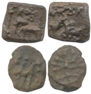Sukatimati City State, Cast Copper (2), Elephant, Ujjain symbol and Indradhwaj on obv., Br