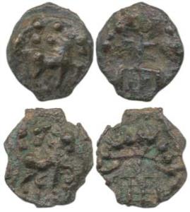 Sukatimati Region, Uninscribed Cast Copper (2), horse walking to right on obv., tree in ra