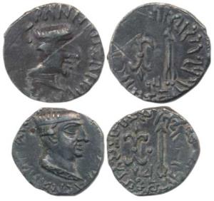 Western Kshatrapa, Nahapana (c. AD 119-124), Silver Drachma (2), 2.12g, obv. bust of the k