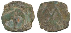 Pandyas (2nd century AD), Copper un-inscribed, elephant standing to right on obv., stylize