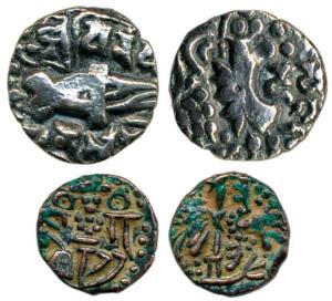 Karkotakas of Kashmir, Vinayaditya (9th-10th century AD), Base Gold Dinar, king standing o