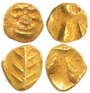 Western Gangas, Gold Gajapati Fractional Fanam from Karnataka area known as Bele. Very Fin