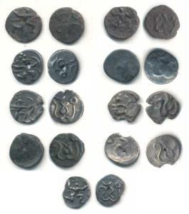 Wai Region (c. 1344-1350’s AD), Silver Tara Fanam (9), Garuda running to right holding a s