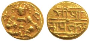 Nayakas of Chitradurga, Gold Durgi Pagoda, 3.3g, Krishna as Bal Gopala on obv., Nagari leg